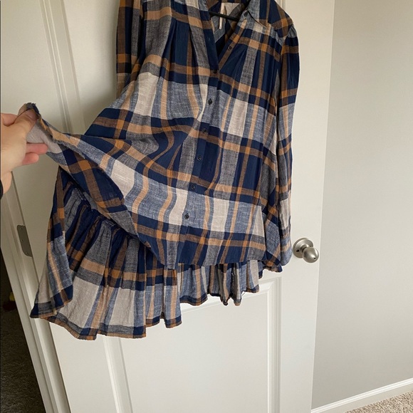 Free People Plaid Ruffled Button Down - Picture 4 of 8